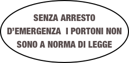 SENZA ARRESTO D’EMERGENZA  I PORTONI NON SONO A NORMA DI LEGGE